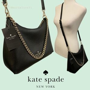🖤Kate Spade Black Shoulder Bag with Gold Chain. Removable long strap. NWT!
